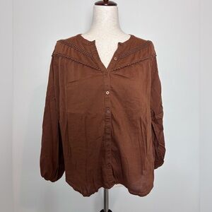 Old Navy Medium Brown Button Front Blouse